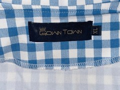 VTG STYLE 40S WOMENS XL BLUE AND WHITE CHECKERED SWING WORK HOUSE GOWNTOWN DRESS