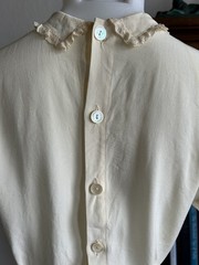 Vintage 40s 50s Sheer Lace Blouse Sz 32 S M Ivory Peter Pan Collar Shell Button