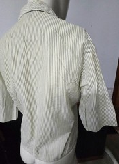 Vintage 1950s Smart Lady Striped Blouse – Green & White Pinstripe – Size 32 Bust
