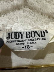 Vintage Blouse Top Shirt White Ruffled Lace Collar Cottagecore Judy Bond