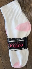 Vintage Cotton Casuals Sports Socks 2 Pair Crew Socks Pink Heel Toe NEW SZ 9-11