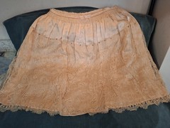 Vintage 1920s Pink Silk/Lace & Rhinstone Skirt Portion