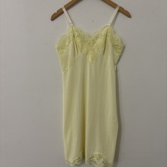 Vintage Sears Nylon Lace Full Slip Yellow Size 34 Dainty