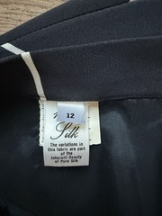 Vintage David Hayes 80s Pure Silk Straight Skirt Diamond Grid Black White Sz 12