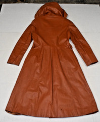 Vintage Leather Coat Vanessa Size 9/10 70s Glossy Cinnamon Brown Made Argentina