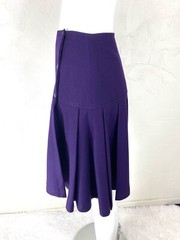 Vintage THIERRY MUGLER Purple 100% Wool Pleated Wrap Skirt, Made in Italy, 40/S