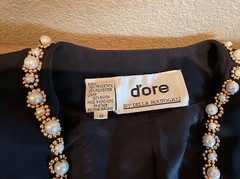 Vtg d’ore by Della Roufogali Beaded Black Open Cardigan Sz 10