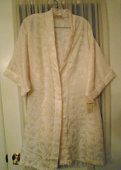 VINTAGE NWT Barbizon Ellie Set Ivory Med Nightie & Robe w/ Belt Polyester Lovely