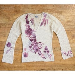 Vintage Mohair Blend Floral Sweater Top Size Small Y2K Ann Taylor Open Knit