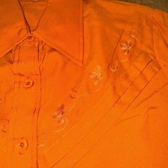 NOS Vtg Urban Cowgirl Rose Shirt Womens Western Rockabilly 70s Burnt Orange 7 8