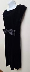 Vintage Solid Black Velvet Lloyd Williams Pencil Dress Small 6 Lined Sleeveless