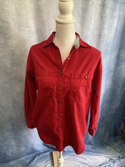Vtg 90s Denim Closet Red Denim Shirt Women’s Medium Heavyweight Cotton Utility