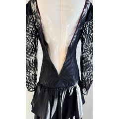 Contempo Casuals Vintage 80s Black Lace Taffeta Bow Dress Sz S Goth Whimsigoth