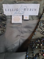 Vintage Lillie Rubin Skirt Beades Blazer Suit US 12 Green Formal Suit 1980s