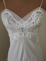 Vintage Nylon Neyret Chiffon Lace Full Slip Dress 34 Floral Pinup Pale Yellow