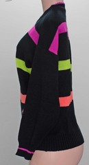 1980s Vintage Sweater Neon Stripe OP Ocean Pacific 720 Airborne Vinyl Patch L