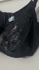 Vintage Olga 40DD Sheer Lace Bra 33580 Unlined Black Lingerie Underwire