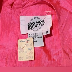 Vintage 80s TOO HOT BRAZIL Pink Silk Jumpsuit Small New With Tags