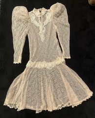 Antique Ivory Lace Dress for Wedding or Formal Affair Medium Large