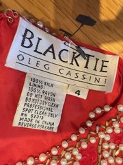Vintage Black Tie Oleg Cassini Orange red Beaded Dress Size 4 all sequin gala