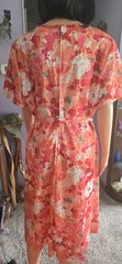 Vtg 60s Lady Bird Classics Floral Polyester Shift Dress Coral Orange Size 24 1/2