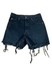 Perry Ellis America Womens DarkDenim Shorts 27W Vtg High Rise Cut Off Frayed