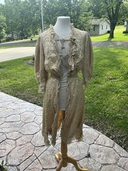 RARE 1920s MOST ORNATE LADIES GARDEN OPERA EDWARDIAN LACE SILK COAT AMAZING