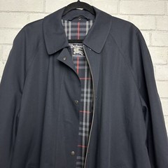 BURBERRYS London Vintage Nova Check Blue Trench Coat Size 16L VTG ***Flaws***