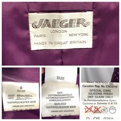 Royal Purple Velvet Blazer Blouse Quilted Sleeves Jewel Buttons Jaeger UK 8 US 4