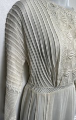 Antique Edwardian Day Dress Cotton Lace Embroidered 1900’s Prairie Long S/M