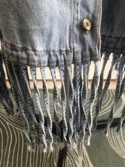 VTG CMC Chambray Denim Shift Dress duster jacket fringe hemline cowgirl boho 2X