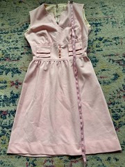 Vintage 60s Pink Sleeveless Tailored A-line Dress