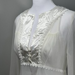 Vintage I Do Union Made Nylon Peignoir Set Ivory Robe Nightgown Bridal Boudoir M