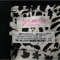 VTG Averardo Bessi Skirt Set 12 Botanical Arabesque Wool & Silk Monochrome Italy