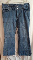 Vintage Venezia Womens 18 Jeans Wideleg Retro Studded Light Wash Blue Patchwork