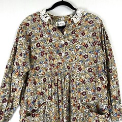 Vintage Ruth Norman Cottagecore Midi Dress Small Dainty Floral Lace Collar Boho