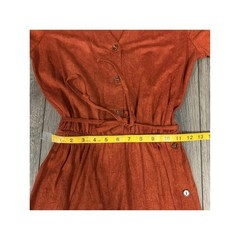 Frederick’s of Hollywood Faux Suede Button Midi Dress Terracotta S Vintage Boho