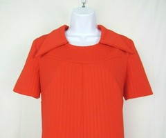 VTG 1950s JONATHAN LOGAN RED ORANGE DRESS & ENAMEL BELT