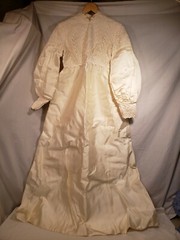 Vintage Puff Sleeved Wedding Dress, Crochet Lace Top, No Tags, Paper Lining Slip