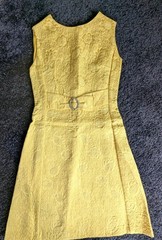Vtg Krist San Francisco 60s Yellow Brocade Sheath Cocktail Dress Sprting Summer