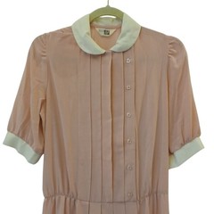 1970s Sears Fashion Place Pink Dress Size 14 W/Collar Career Church Vintage #L12