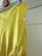 1930s Silk Satin Tap Shorts Electric Yellow Lace Appliqué Pearl Button