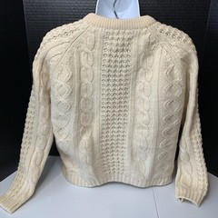 Vintage FULLY FASHIONED BY TAMI 100% Wool Cable Knit Button Sweater Cream Sz S/M