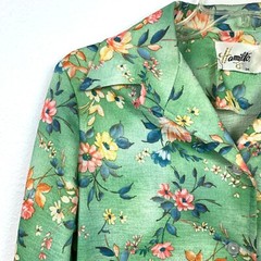 Vintage 60s Hamilton 8 Dallas Floral Gauze Button Long Sleeve Shirt Women 36