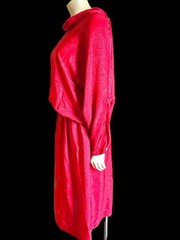 vtg d.Frank womens red silky dress with open blouson back secretary 80s size 14