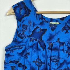 Ui-Maikai Muumuu Dress Womens Small Blue Hawaiian Tropical Vacation Folk Vintage