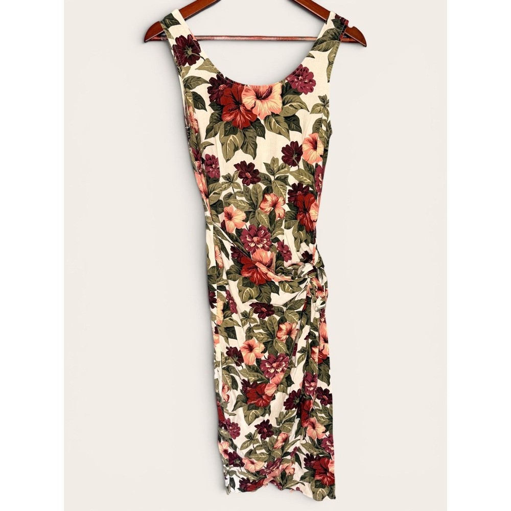 Vintage Elisse Floral Scoop Neck Wrap Dress Cottagecore 90s | Size 7/8