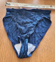 Vintage Kiki Bikini Panties Dark Blue Nylon w/Lace Front Size 5 Small