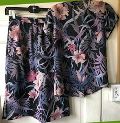 Vintage PATTY WOODARD Skirt Blouse Set Purple Floral Deco 1980’s Small 36 Bust