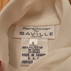 Rena Rowan Saville Petite Cream High Neck Blouse Vintage 6 Ivory Cottage Granny